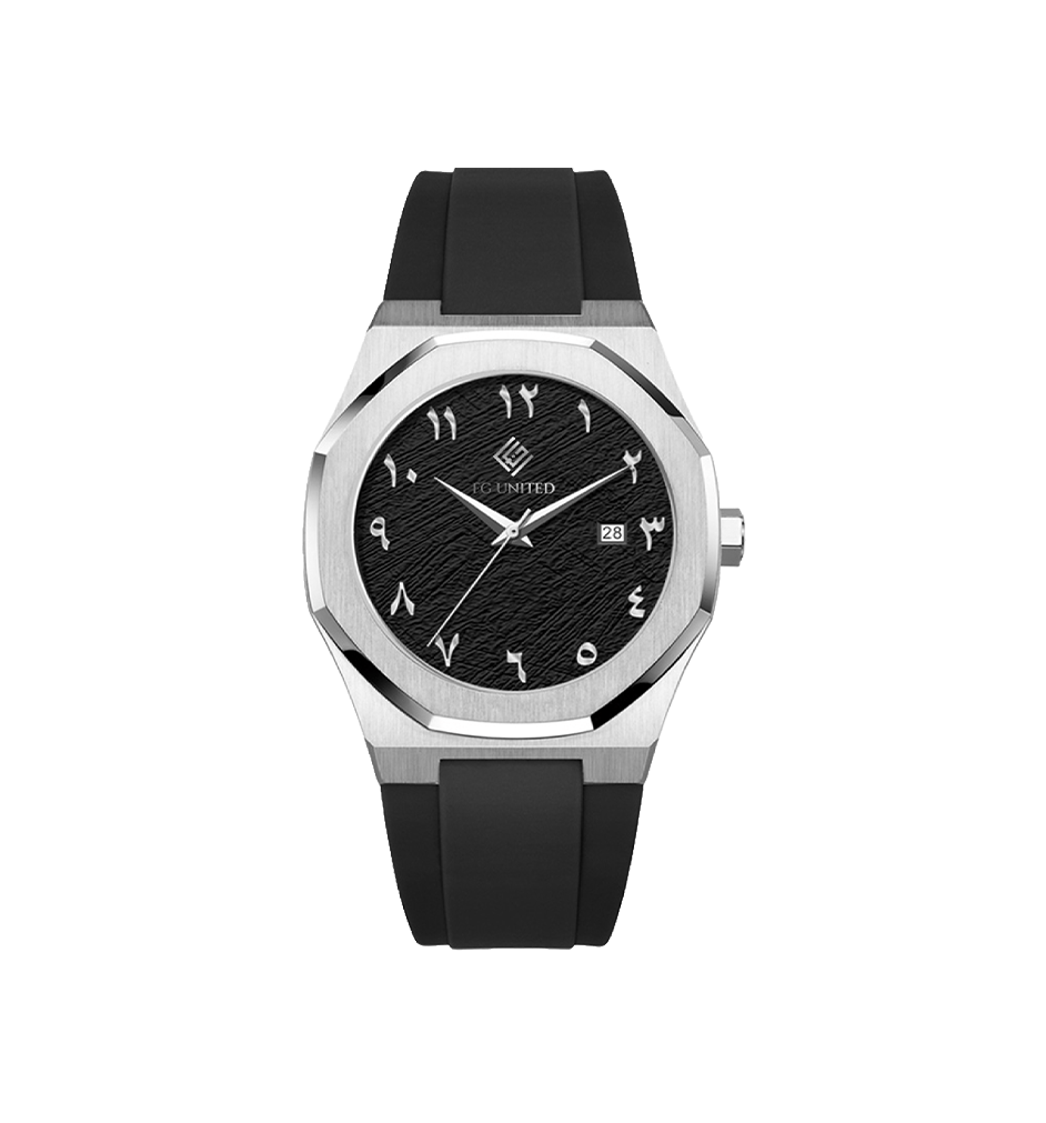 ROYAL TEAK Men's Arabic Dial Silicone Strap Watch-FG7001